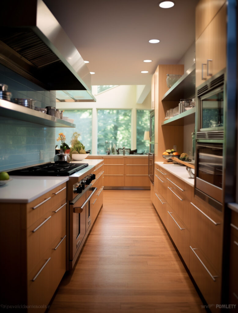 Stylish kitchen decor with wooden flooring