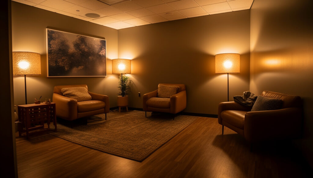 Elegant living room with statement lamps