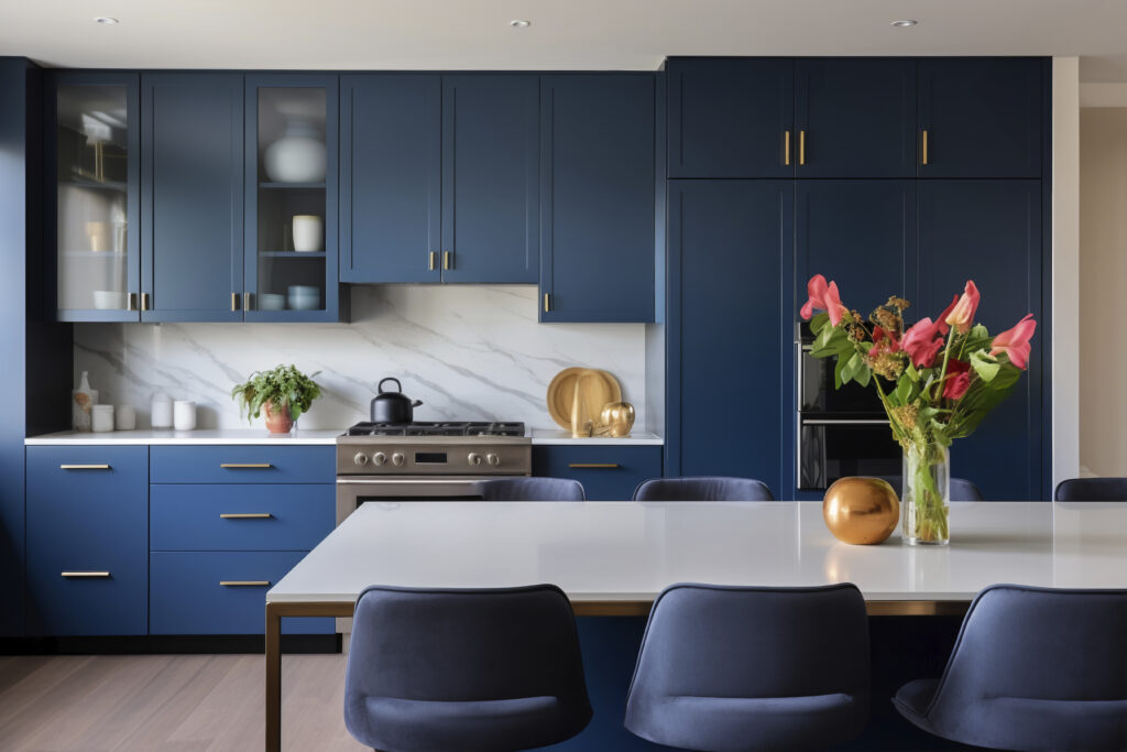 Blue and white kitchen decor