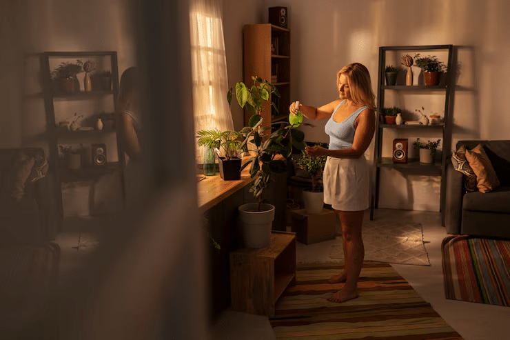 Harmonious Vastu home interior with sunlight, natural furniture, and peaceful vibe.