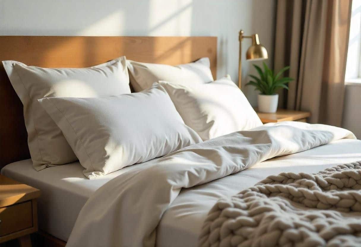 Textile layering in modern bedroom design Bengaluru showcasing tactile luxury