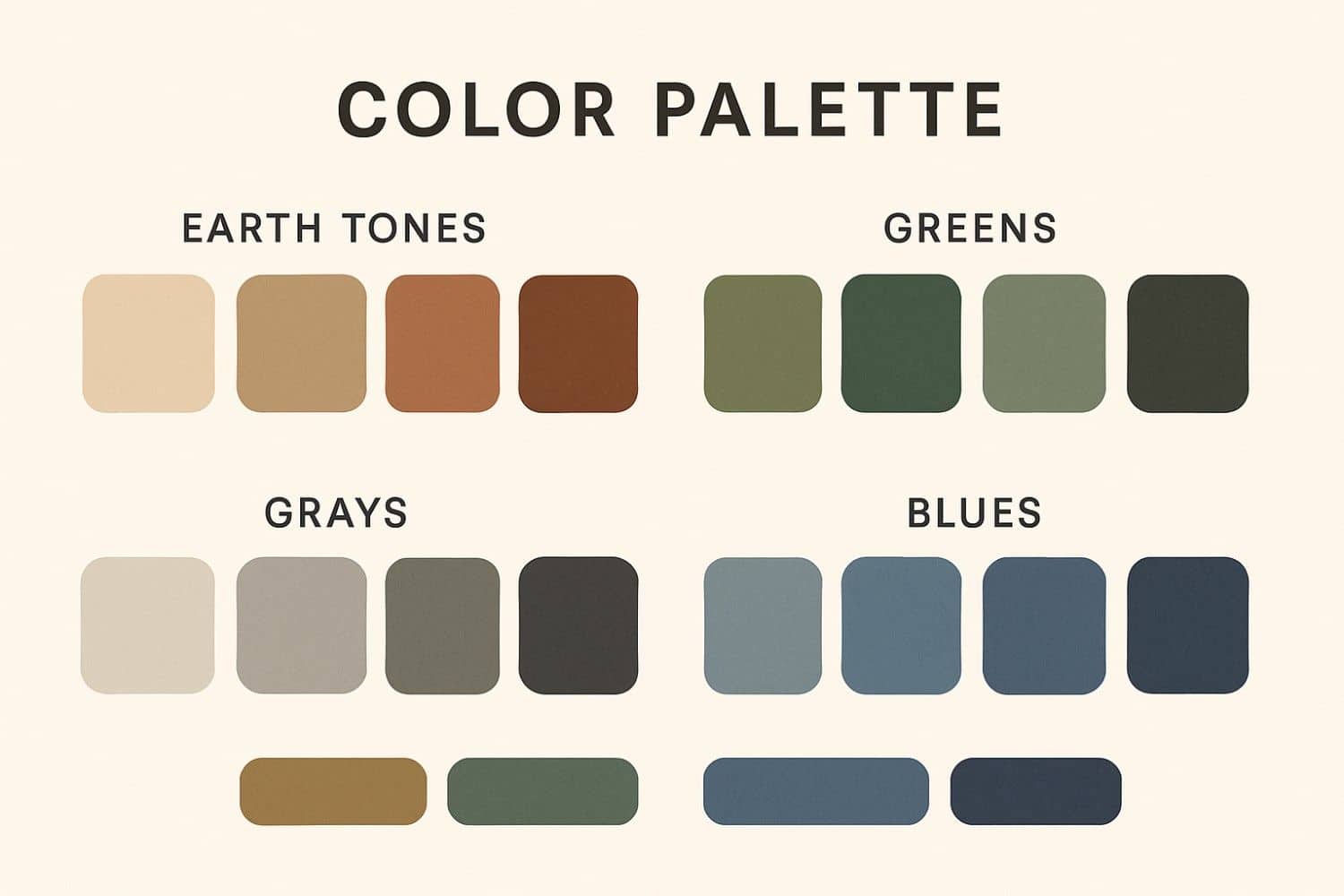 Recommended bedroom color palette for Bengaluru homes featuring earth tones and calming hues