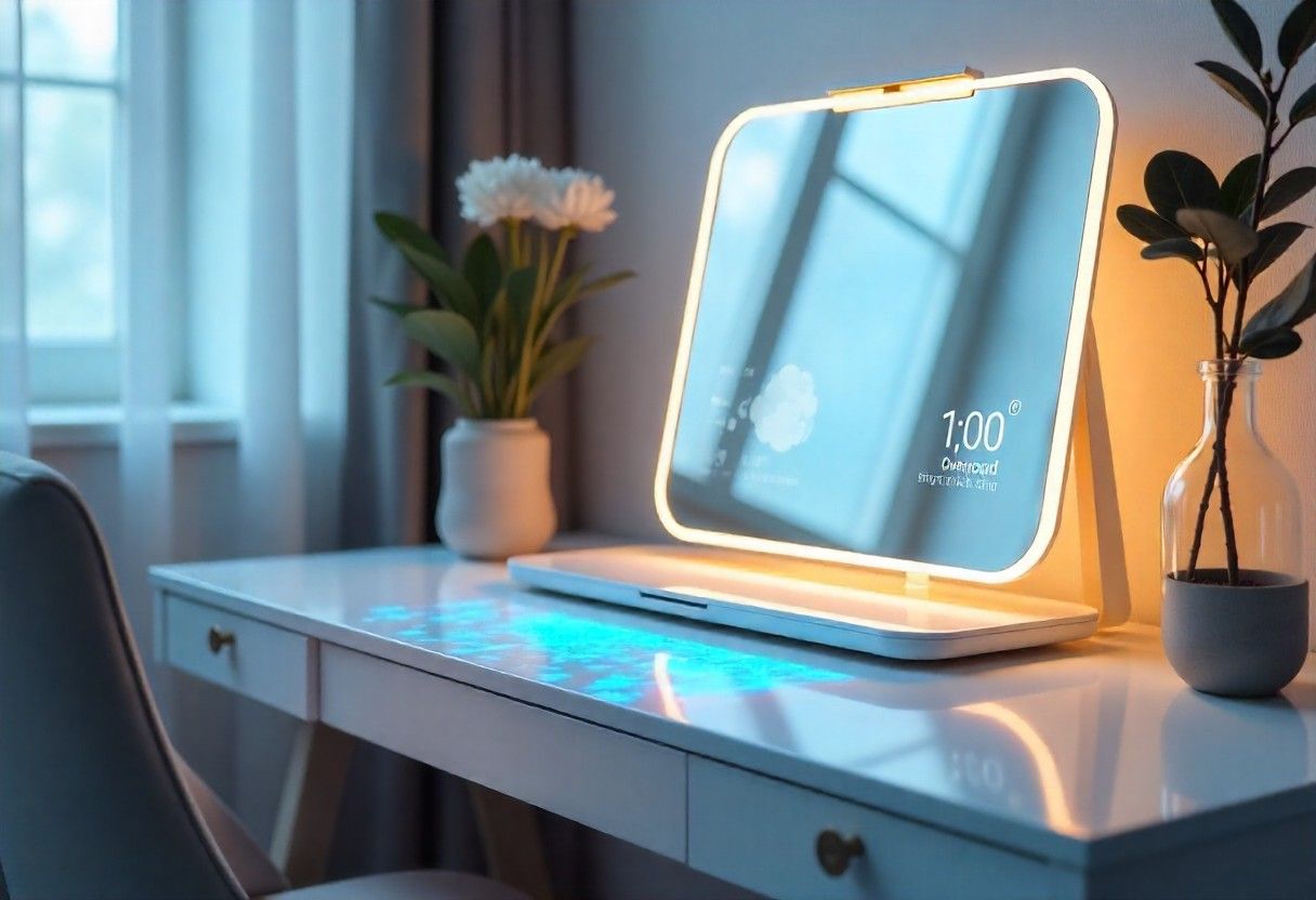 Smart dressing table design 2025 with voice-activated mirror and integrated technology features