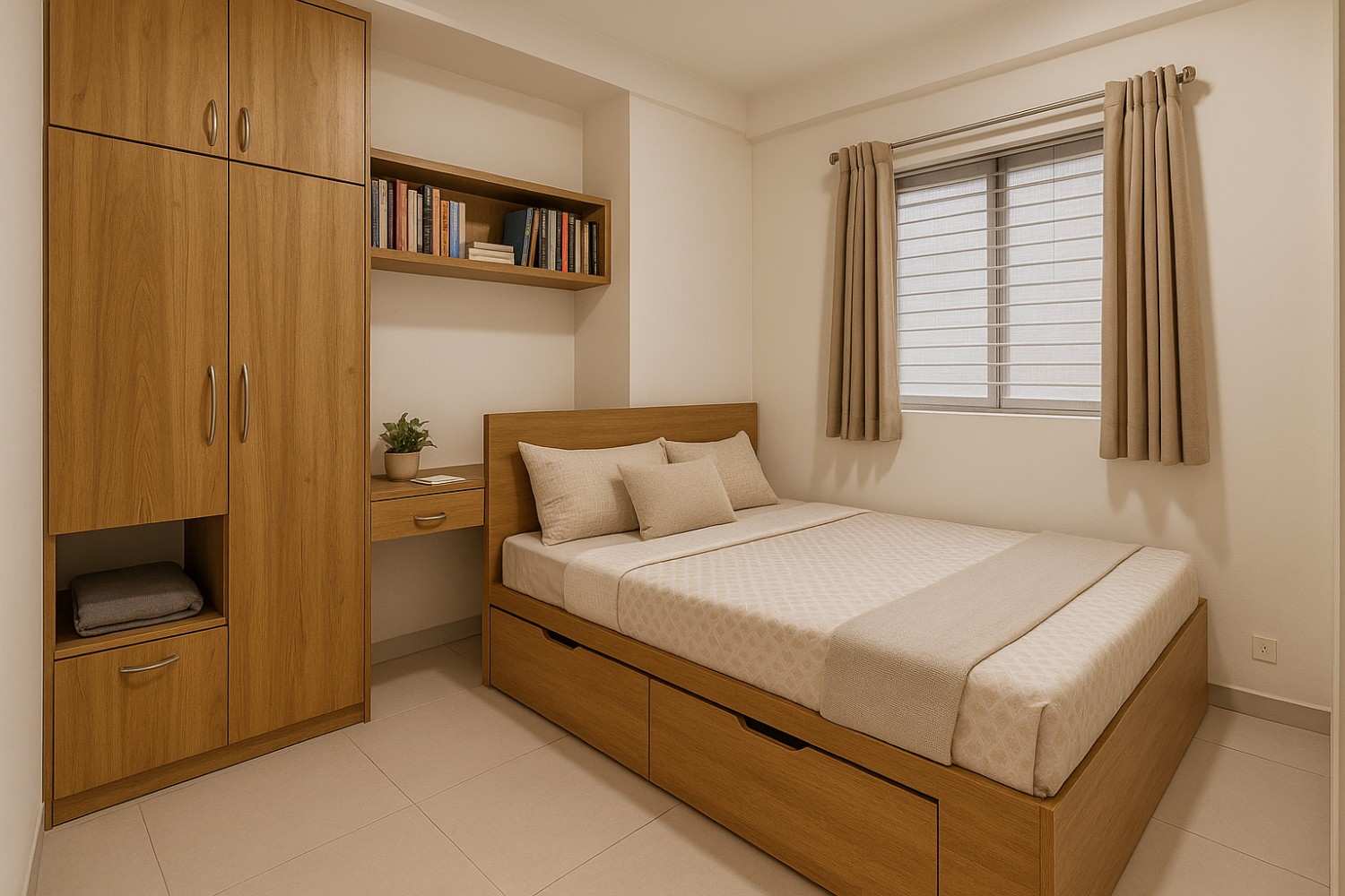 Small bedroom design ideas Bengaluru maximizing space with smart storage solutions