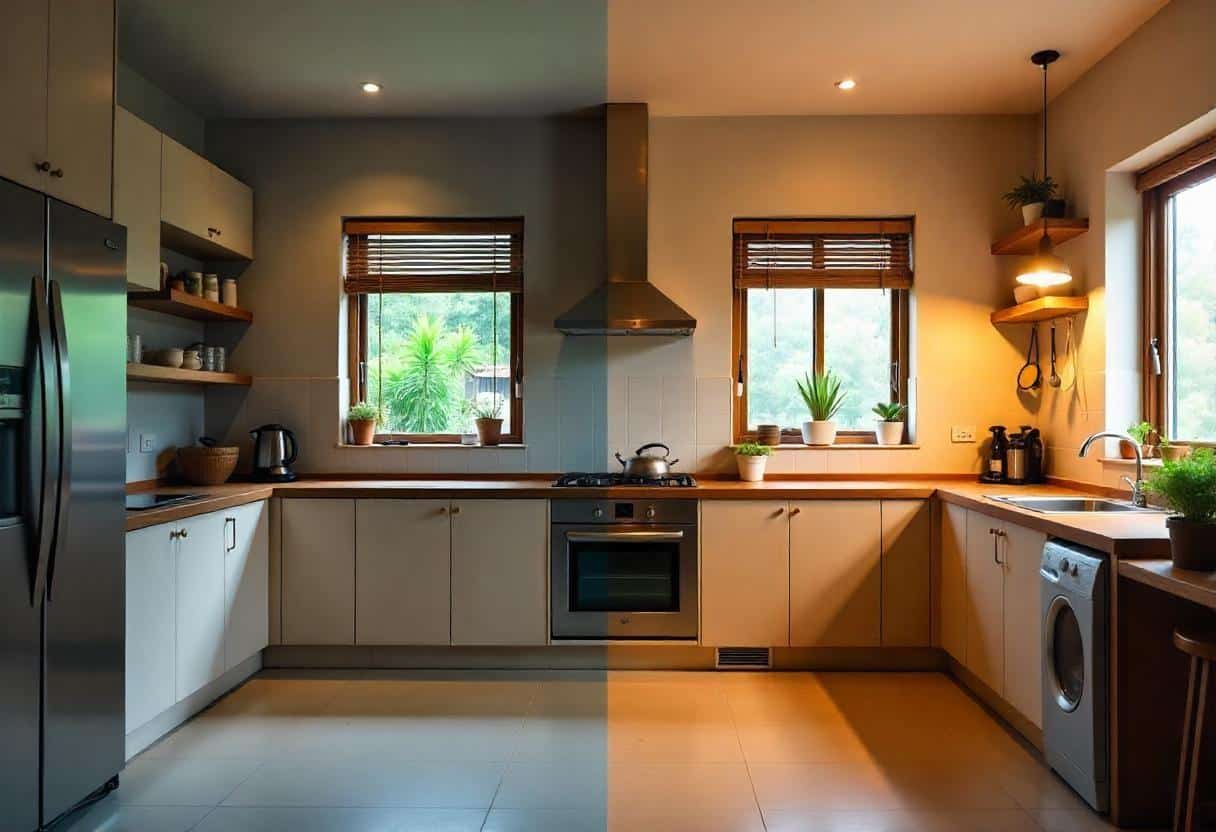 Successful kitchen renovation project in Bengaluru showing dramatic transformation by Elegante Interiors