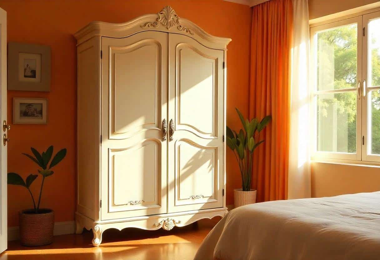 Traditional French provincial wardrobe design with ornate details and timeless bedroom elegance
