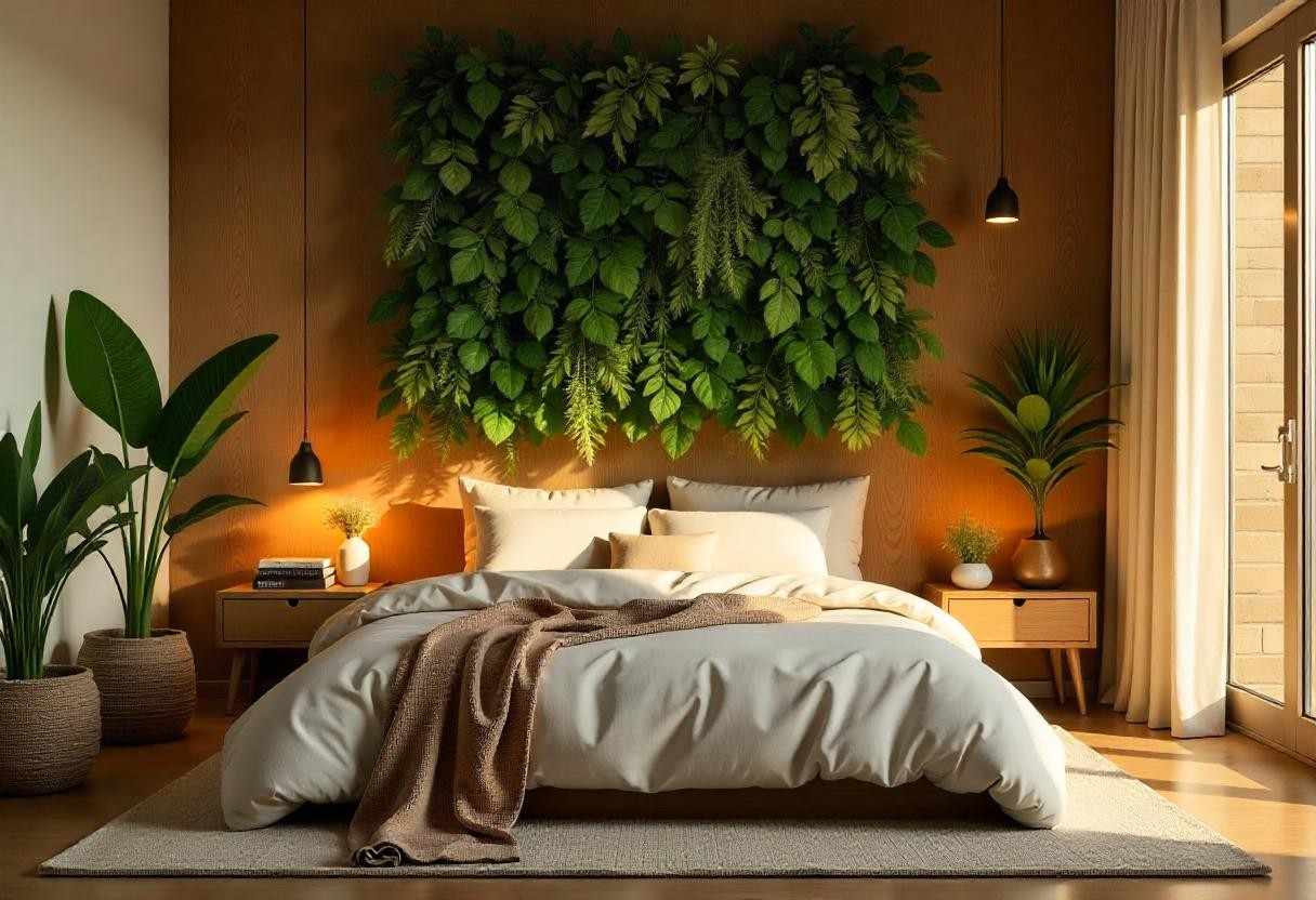 Biophilic bedroom design Bengaluru featuring living walls and natural elements