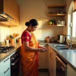 Homeowner using premium modular kitchen accessories in Bengaluru apartment designed by Elegante Interiors