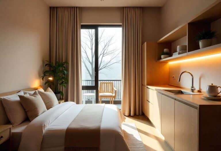 Best colours for bedroom Bengaluru showcasing calming earth tones and natural lighting by Elegante Interiors