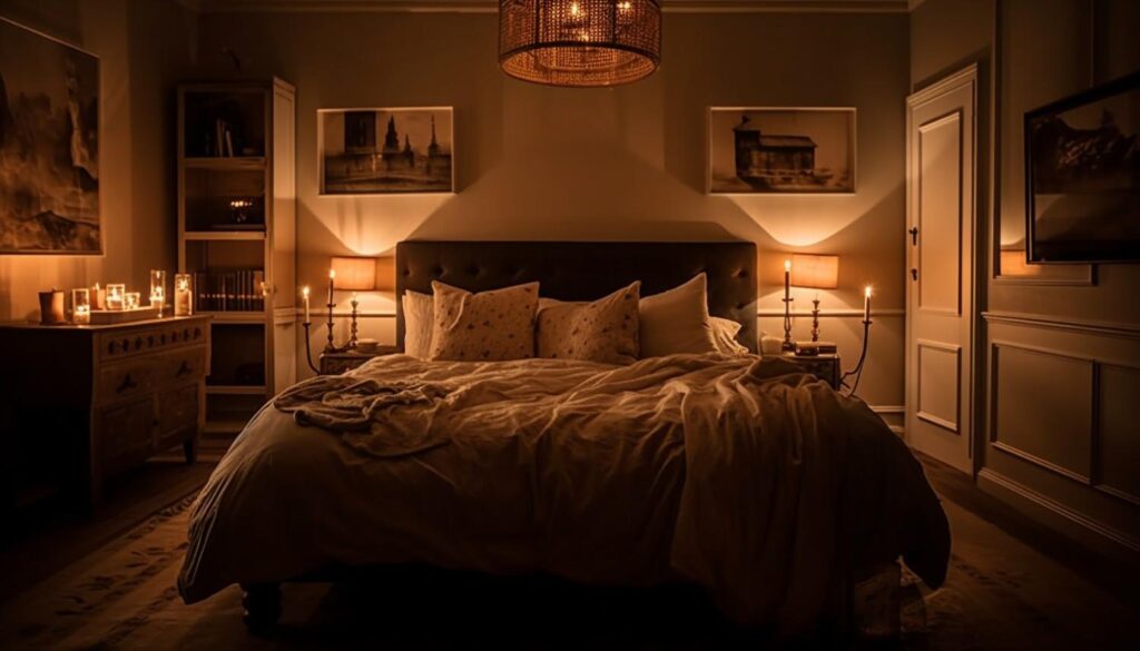 Expertly designed bedroom lighting in Bengaluru showcasing layered ambient, task, and accent lighting for optimal sleep and wellness