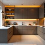 Luxury modular kitchen renovation in Bengaluru featuring custom cabinets and premium finishes by Elegante Interiors