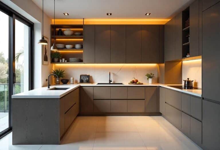 Luxury modular kitchen renovation in Bengaluru featuring custom cabinets and premium finishes by Elegante Interiors