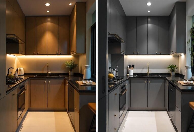 Elegant small kitchen transformation in Bengaluru apartment by Elegante Interiors showing premium modular design