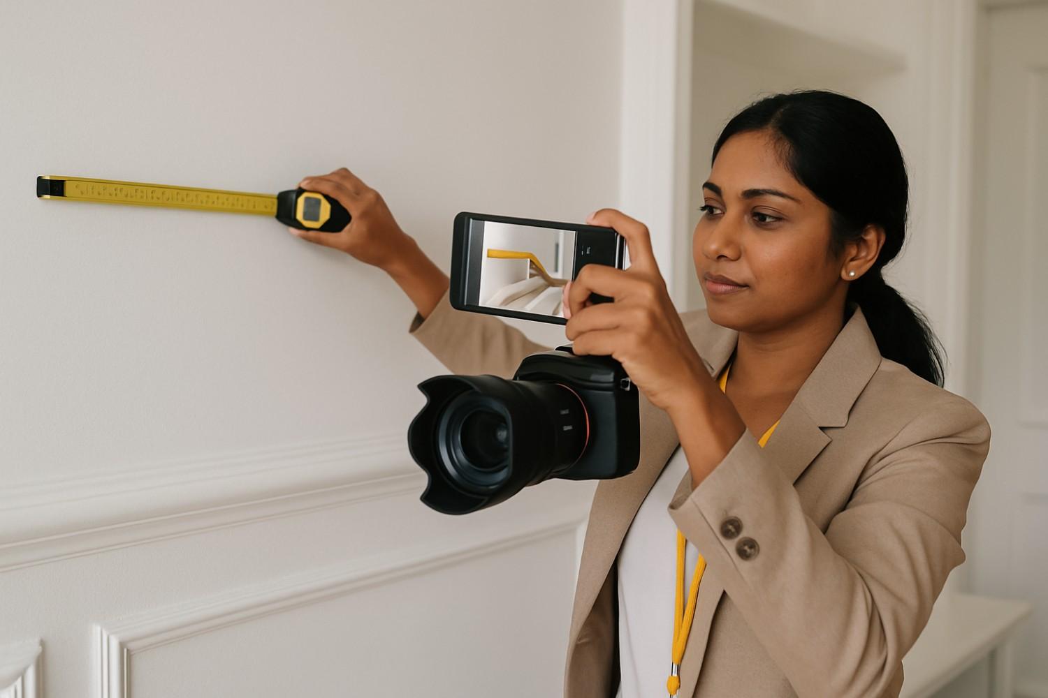 Detailed site measurement and documentation during interior design onboarding