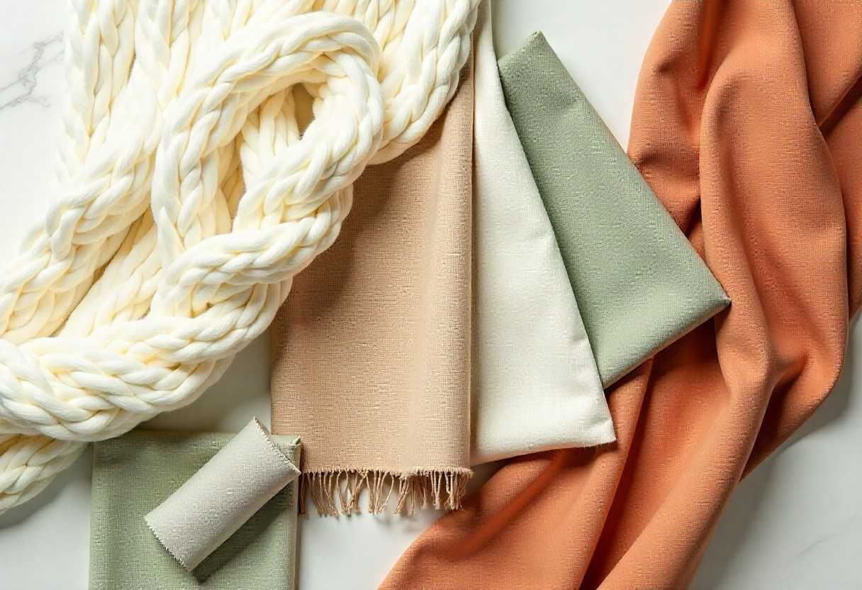 Luxury textile samples in sophisticated neutral and earth tone colour palette for children's room design
