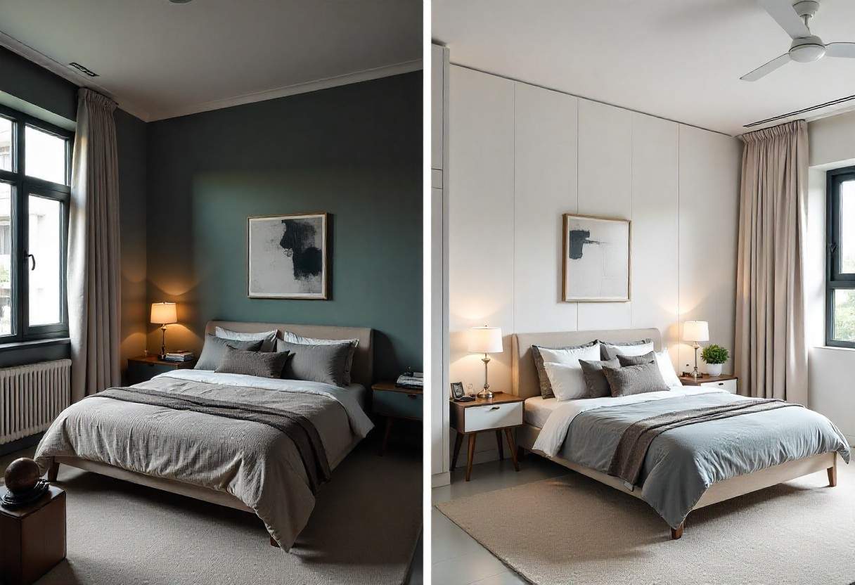 Interior design transformation showing improved space planning and flow