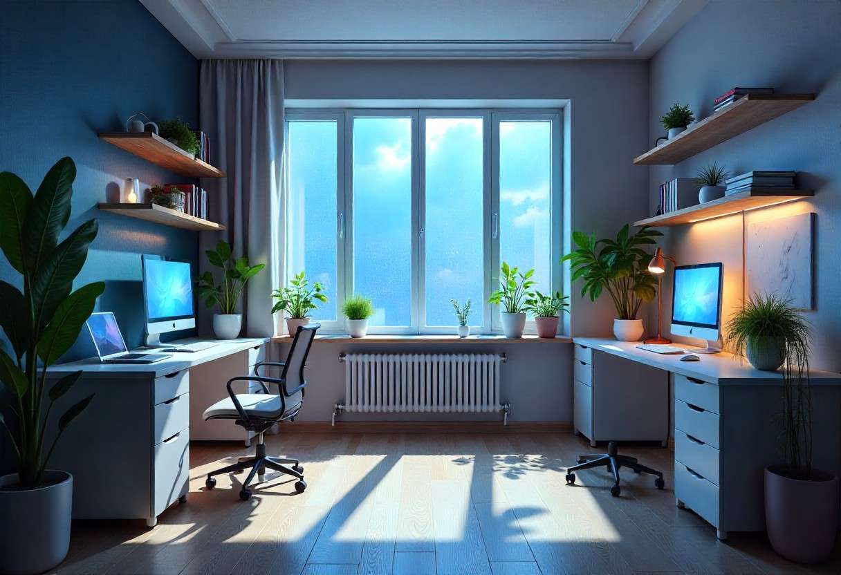 Luxury kids room study zone with ergonomic furniture and organized storage solutions by Elegante Interiors