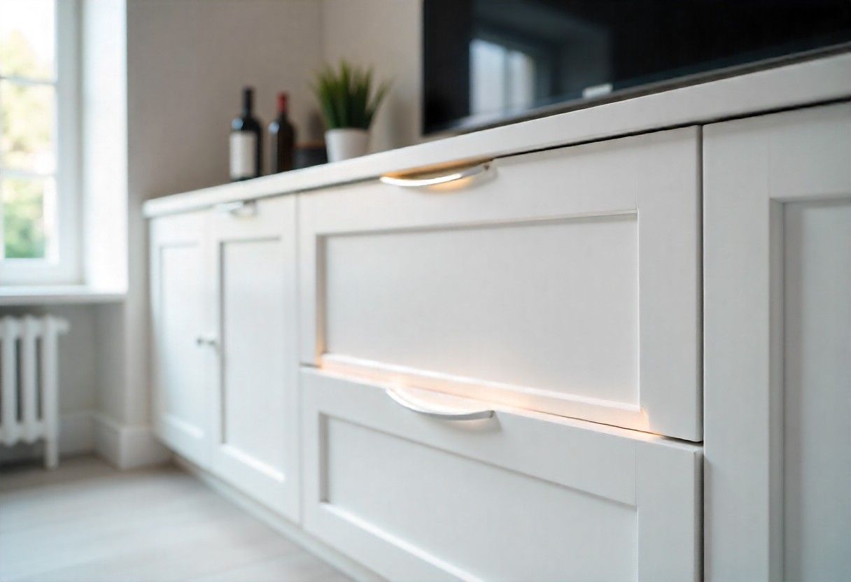 Custom built-in storage with soft-close drawers and LED lighting in luxury kids room
