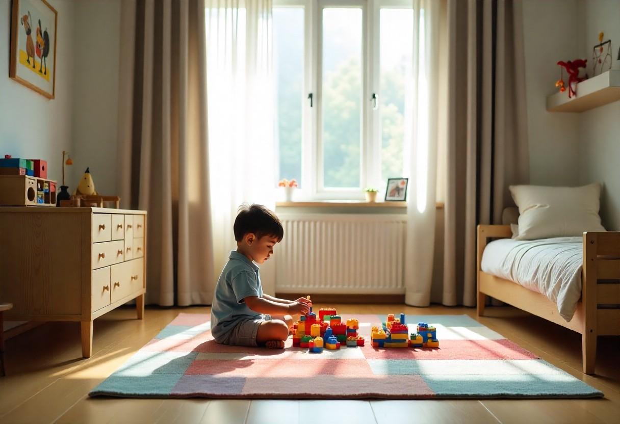 Layered lighting design in luxury kids room showing ambient, task, and night lighting options