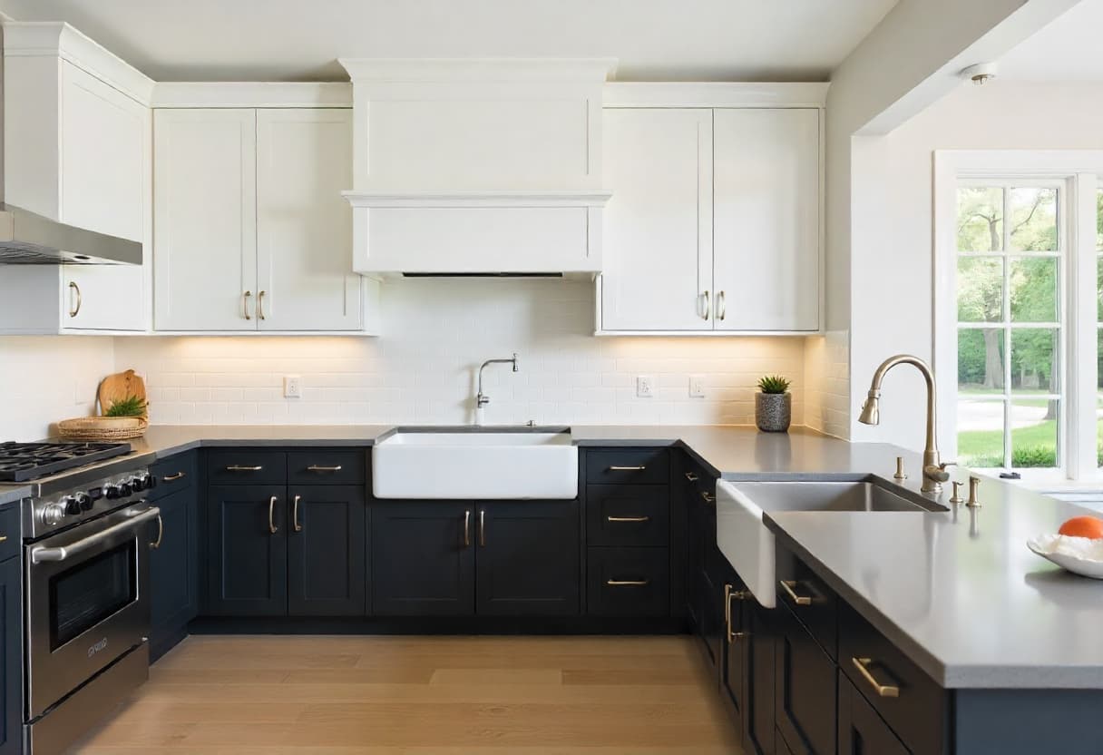 Trending kitchen design featuring two-tone cabinets with modern finishes