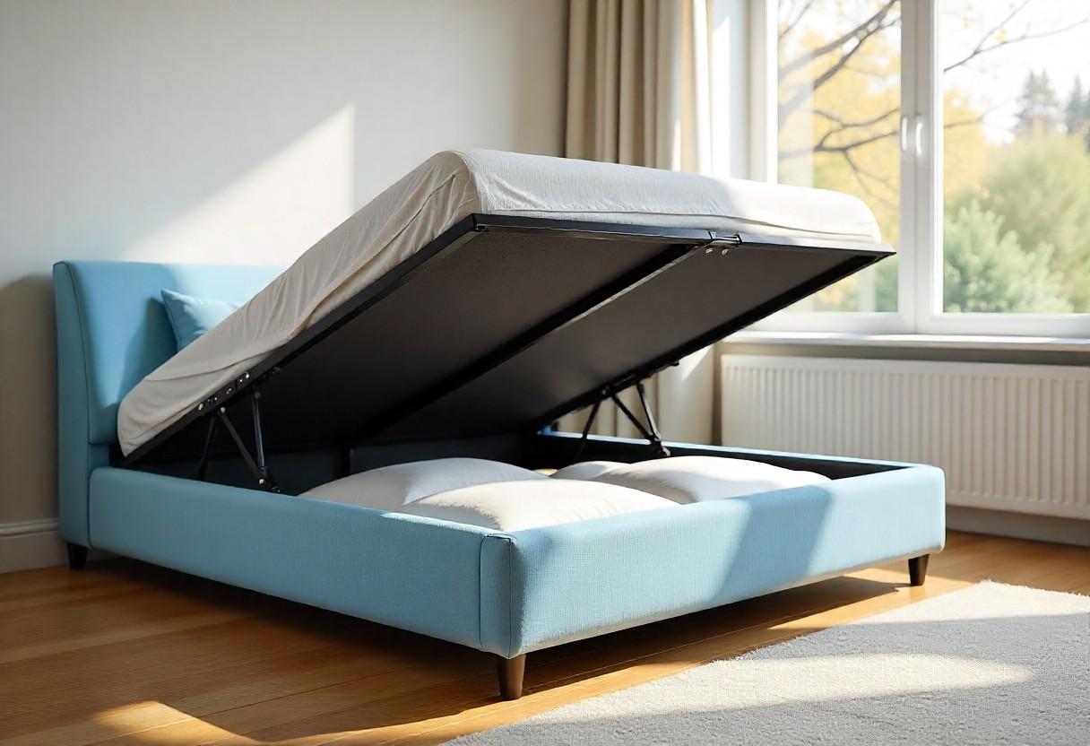 Luxury storage daybed with hydraulic lift mechanism in sophisticated kids room