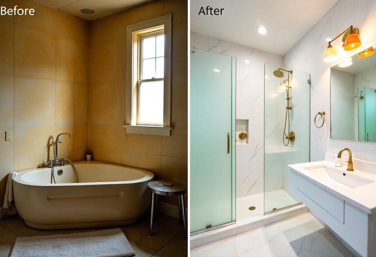 Bathroom renovation before and after photos showcasing design transformation results