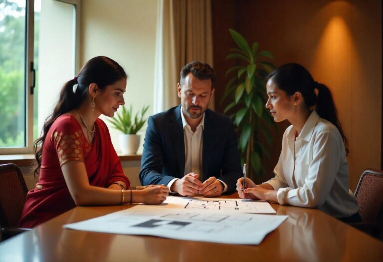 Interior design consultation at Elegante Interiors showing collaborative design process