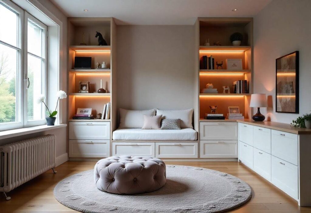 Luxury kids room with custom built-in storage solutions and elegant organization by Elegante Interiors