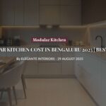 Modern modular kitchen design in Bengaluru apartment showing cost-effective L-shaped layout with premium finishes
