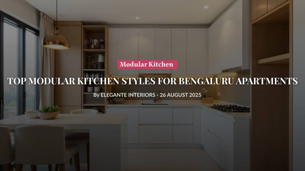 Modern modular kitchen with L-shaped layout showcasing storage solutions in Bengaluru home
