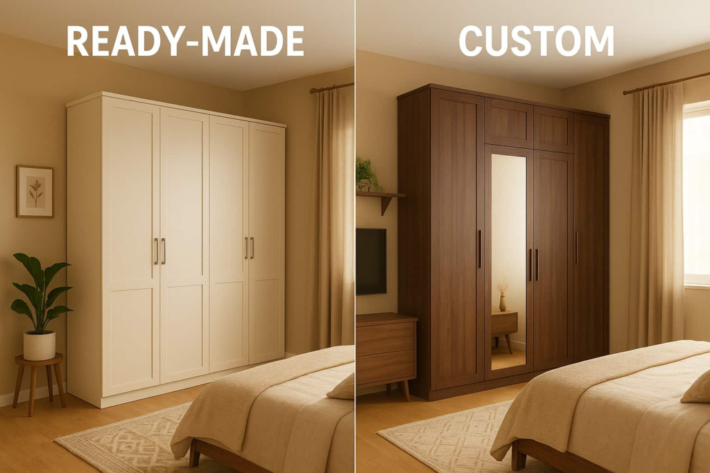 Custom wardrobe designs vs ready-made wardrobes comparison for Indian bedrooms