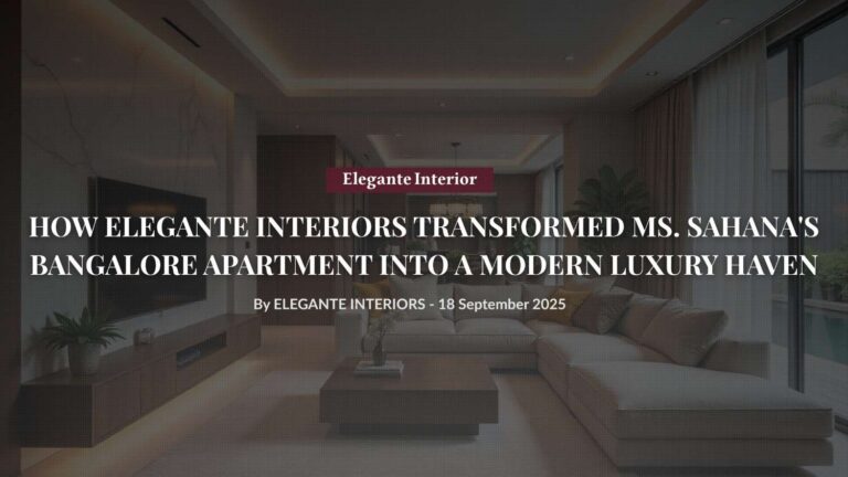 Modern living room interior design by Elegante Interiors Bangalore featuring backlit marble TV unit and contemporary sectional sofa