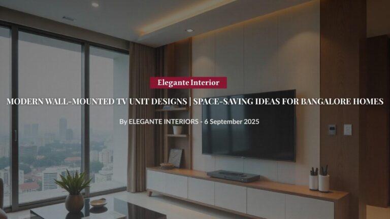 Modern wall-mounted TV unit design in Bangalore apartment by Elegante Interiors
