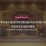 Small pooja room design with wooden mandir and LED lighting in Bangalore apartment