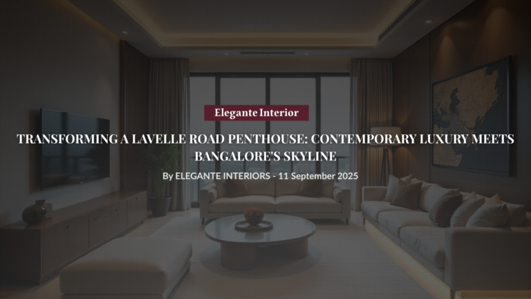 Modern penthouse living room interior design Lavelle Road Bangalore with city skyline views