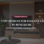 Premium wooden TV unit design in modern Bengaluru living room by Elegante Interiors