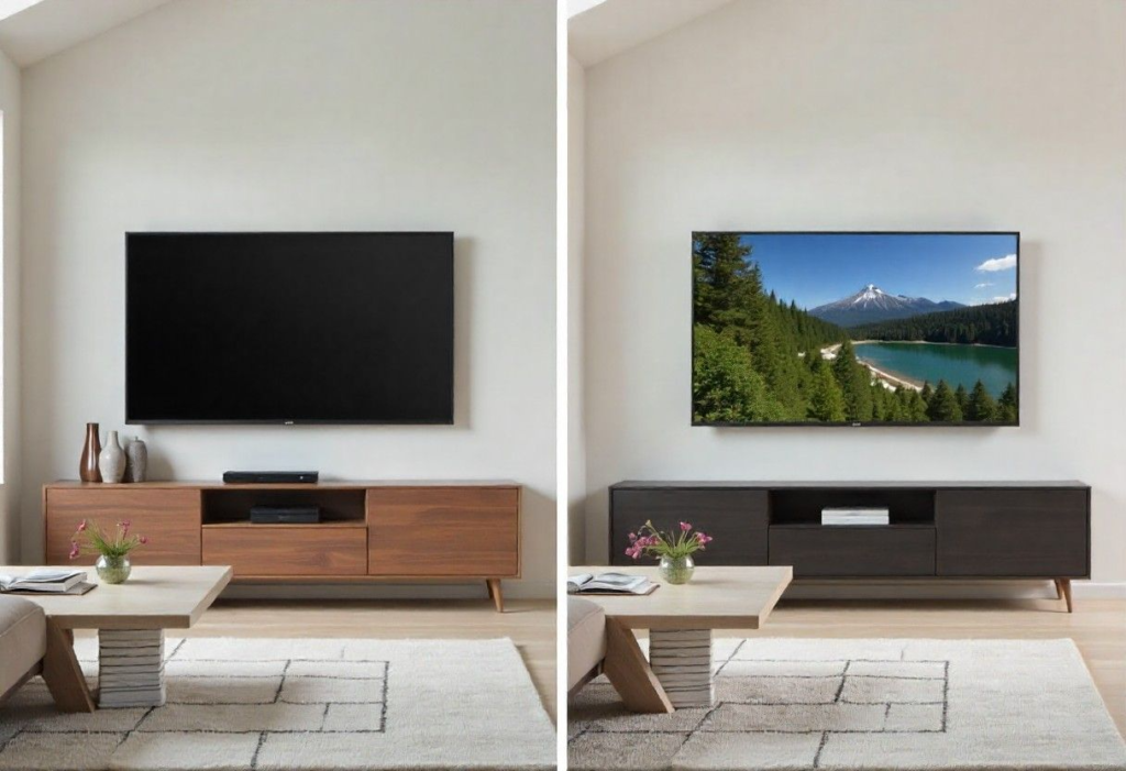 Wooden TV cabinet comparison with other materials in Bengaluru home interior