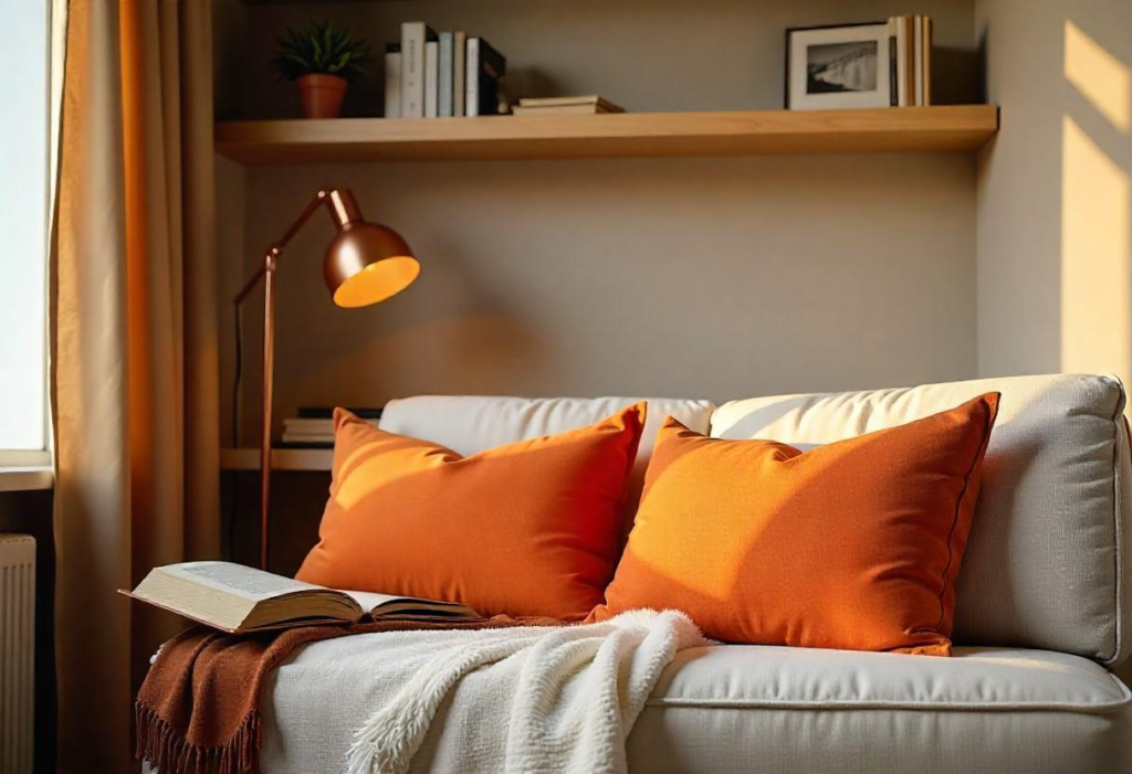 Navratri Day 5 orange energy themed luxury corner décor