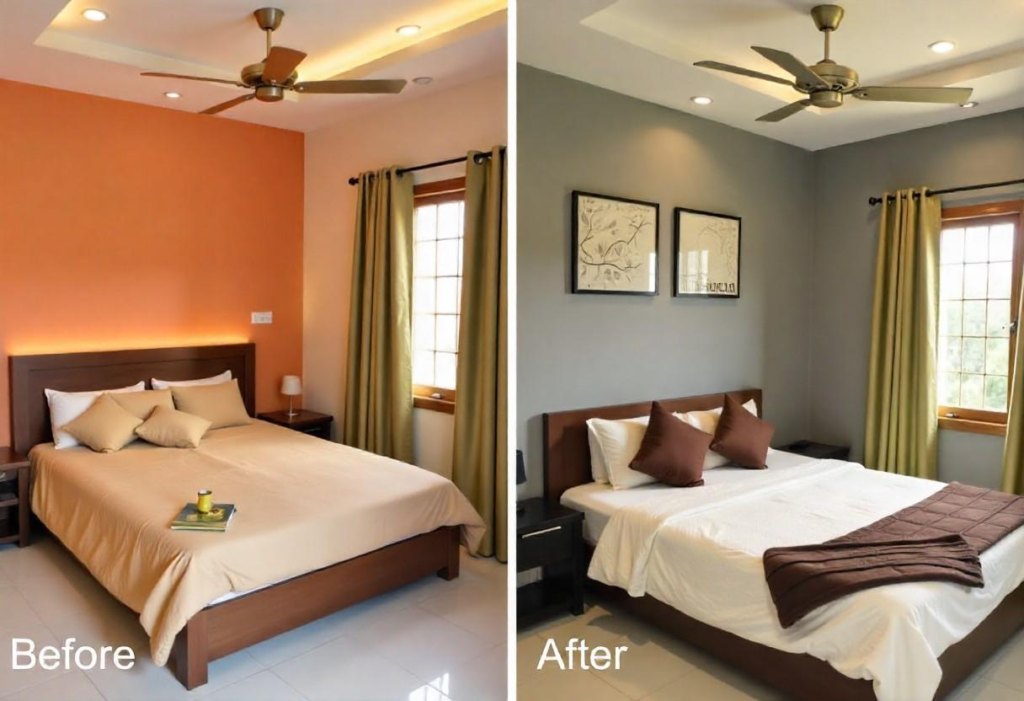 Elegante Interiors Bangalore home transformation showcasing Navratri color psychology in luxury interior design