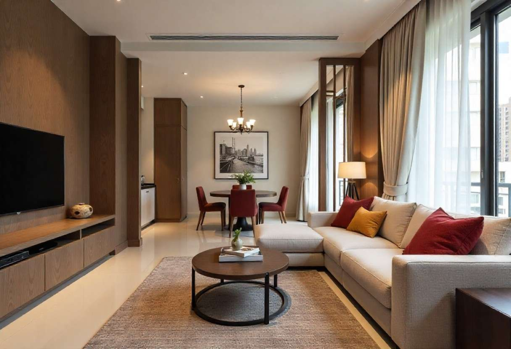 Modern Bangalore home with elegant Navratri colour décor integration