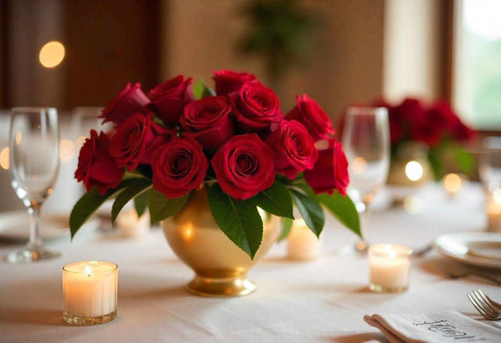 Red rose DIY centerpiece for powerful Navratri dining décor