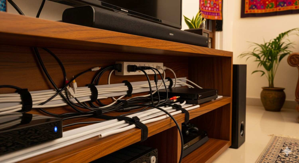 Smart cable management solution in custom TV unit design
