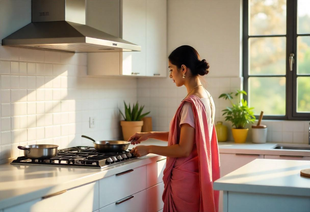 Parallel modular kitchen interior design in Bangalore apartment with white cabinets