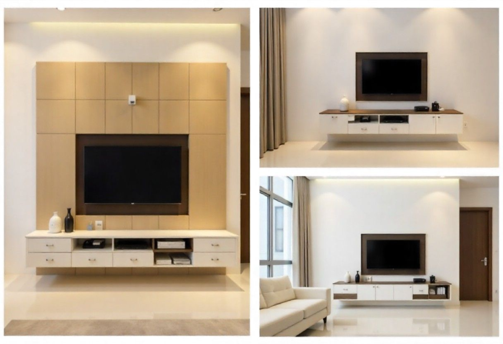 Elegante Interiors custom wall-mounted TV unit designs for different Bangalore home styles