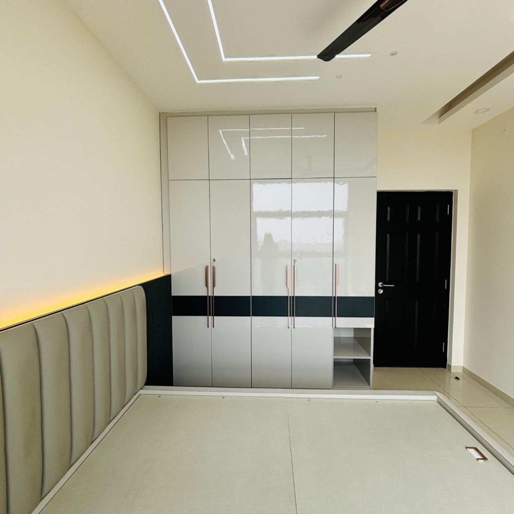 Custom bedroom wardrobe design Bangalore modern storage solutions Elegante Interiors