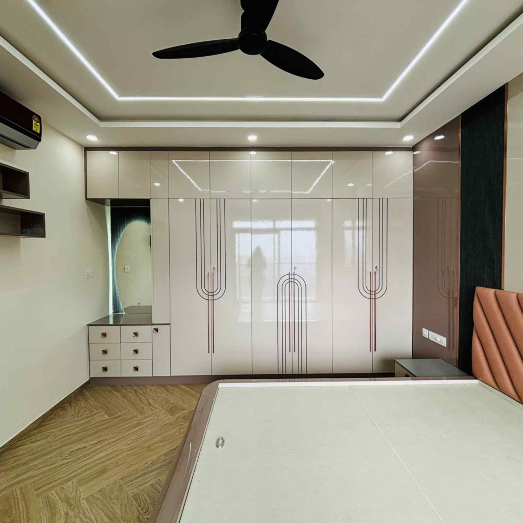 Luxury bedroom design Bangalore custom bed furniture Elegante Interiors