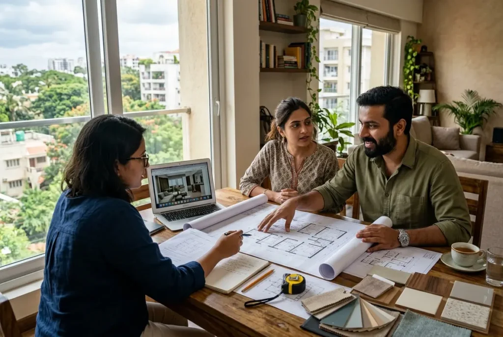Bangalore homeowners during a real consultation with a luxury interior designer