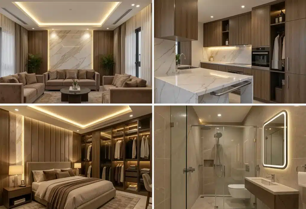 Room-by-room luxury interior design from a completed Bangalore home project